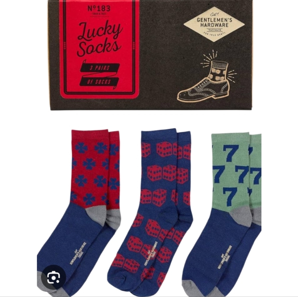 NWT Lucky Socks Men's 3 Pair - Red, Blue, Green